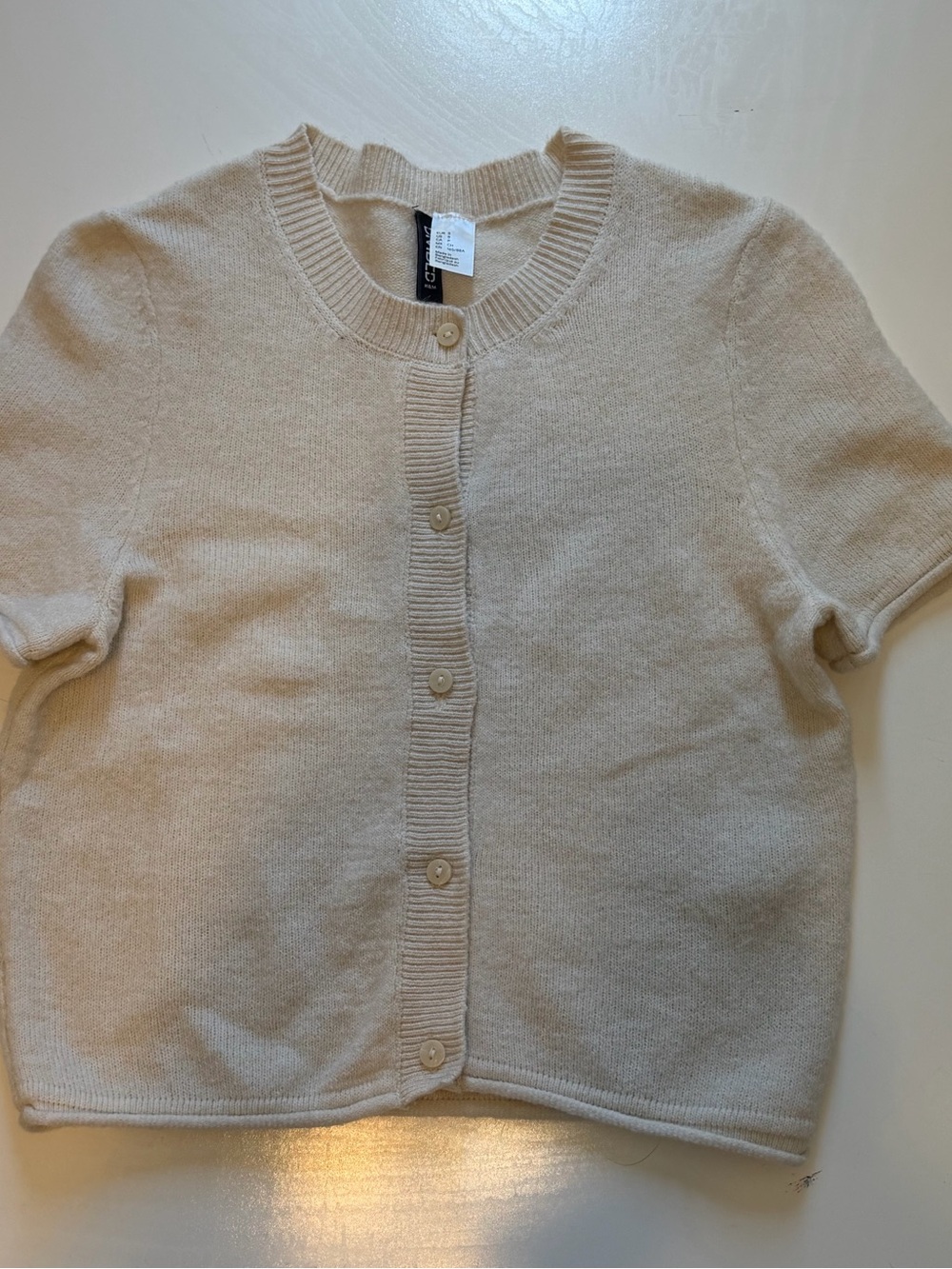 H&M Short-Sleeve Button Cardigan - Cream